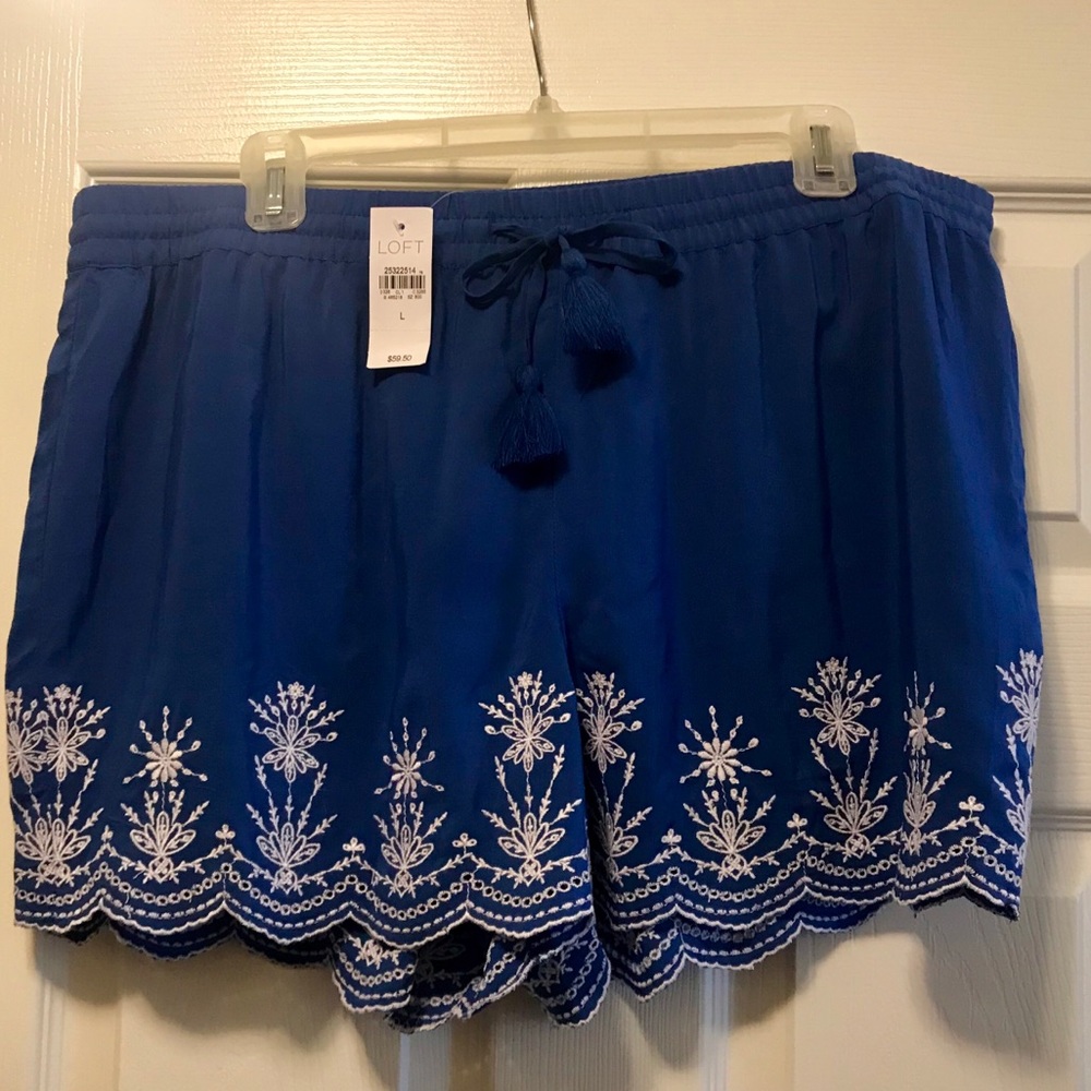 Blue embroidered loft shorts